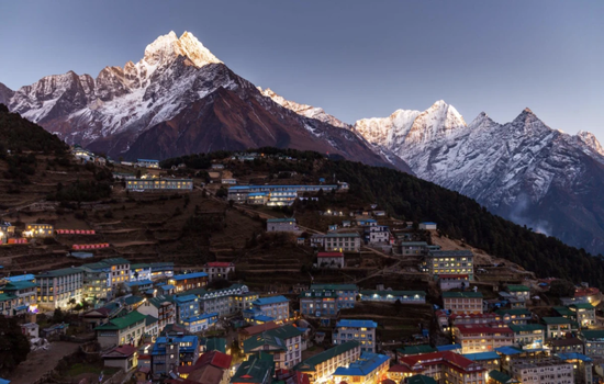 Trekkers on the Everest Base Camp trail in Nepal